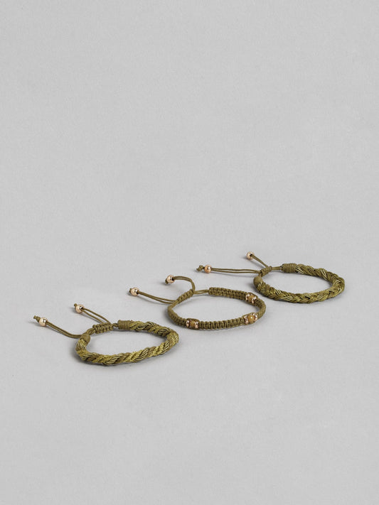 Women Green & Gold-Toned Braided Bracelet