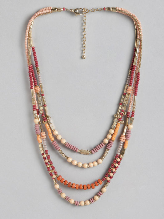 Red & Gold-Toned Layered Necklace