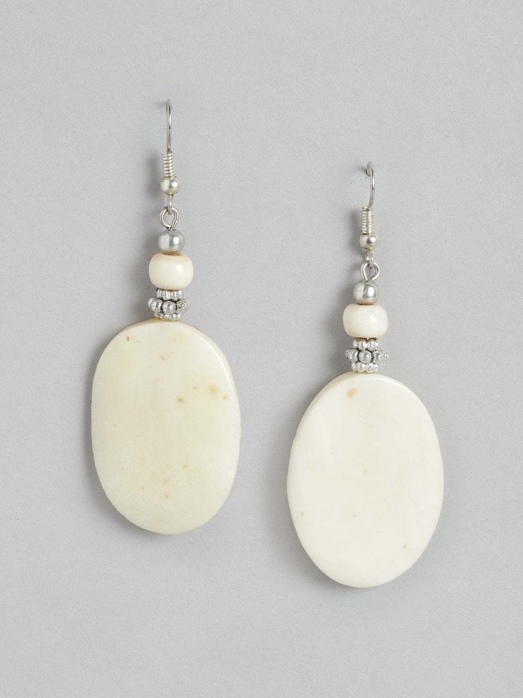 Off White Oval Drop Earrings