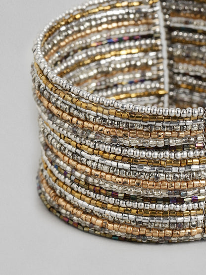 Women Silver-Toned & Gold-Toned Bangle-Style Bracelet