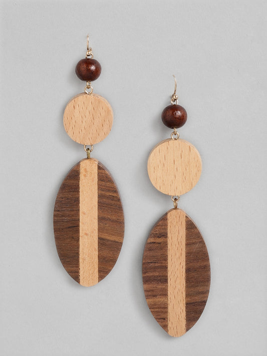 Brown Contemporary Drop Earrings