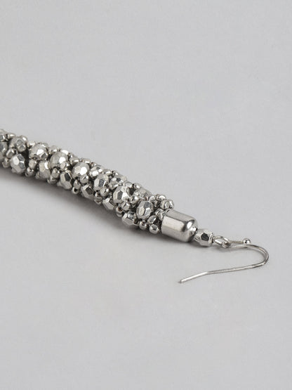 Silver-Plated Artificial Beads Contemporary Drop Earrings