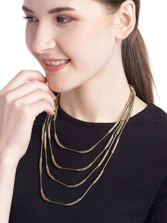 Antique Gold-Plated Layered Necklace