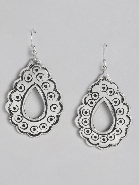 Silver-Plated Contemporary Drop Earrings