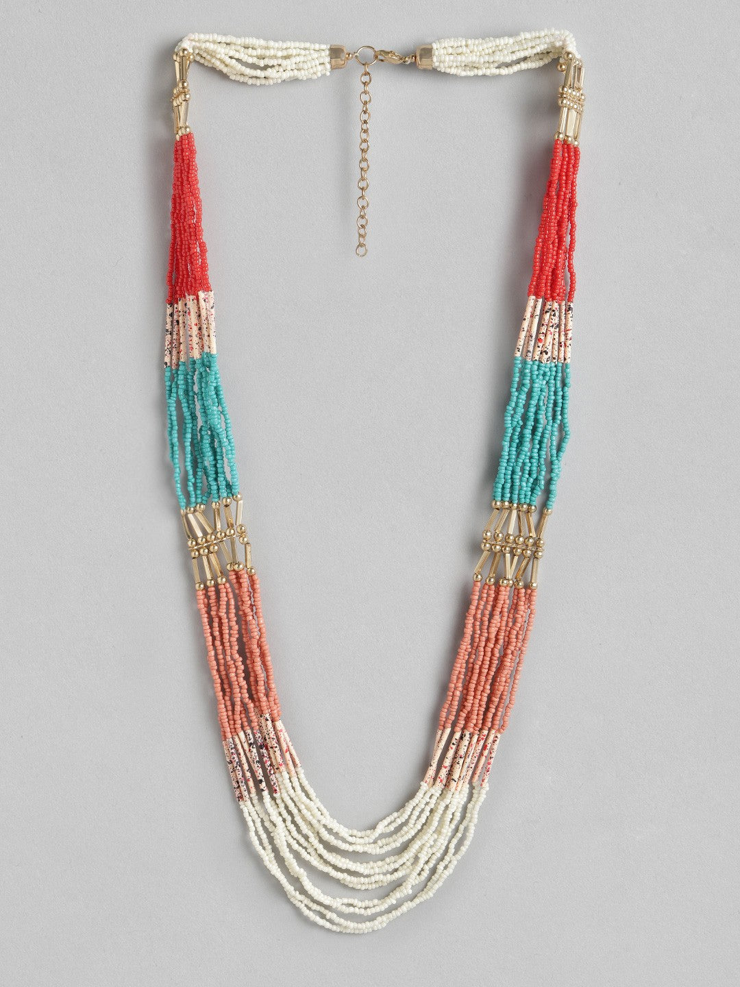 Multicoloured Artificial Beaded Gold-Plated Necklace