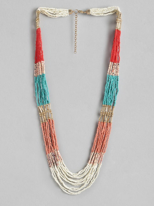 Multicoloured Artificial Beaded Gold-Plated Necklace