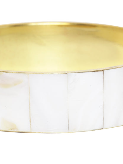 RICHEERA Off-White & Beige Gold-Plated Iridescent Effect Bangle