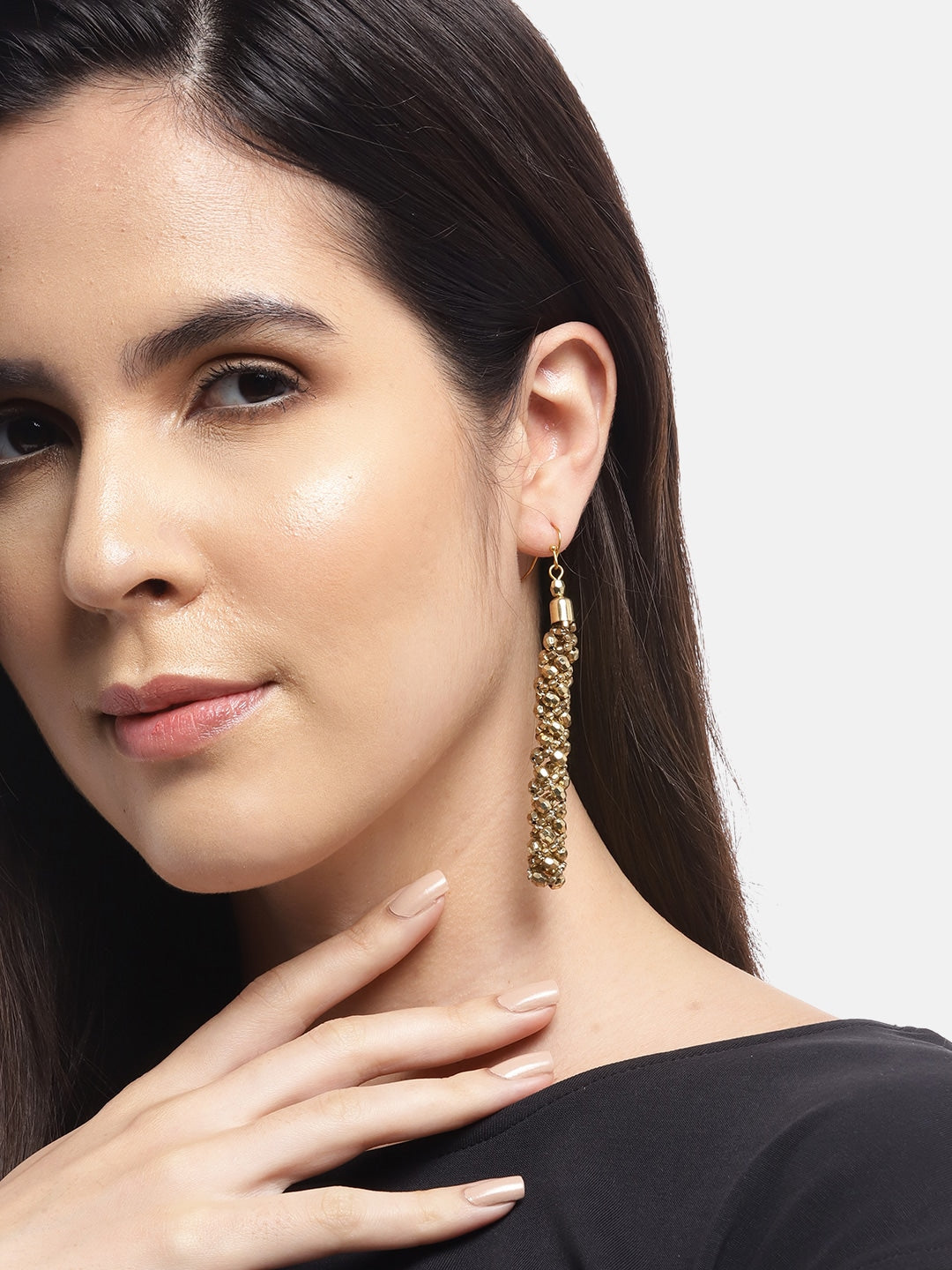 Gold-Plated Contemporary Drop Earrings