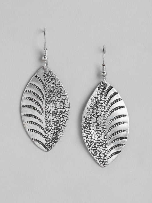 Silver-Plated Leaf Shaped Drop Earrings