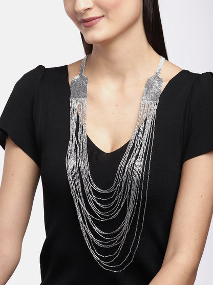 RICHEERA Women Silver-Toned Artificial Beaded Layered Necklace