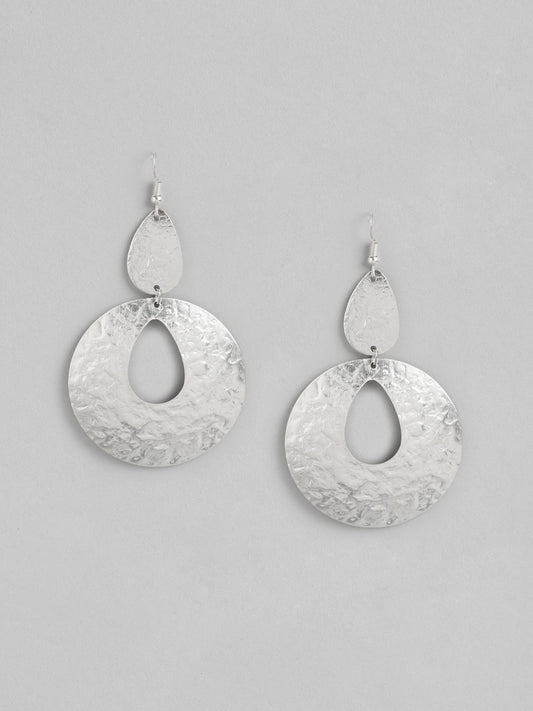 Silver-Toned Circular Drop Earrings