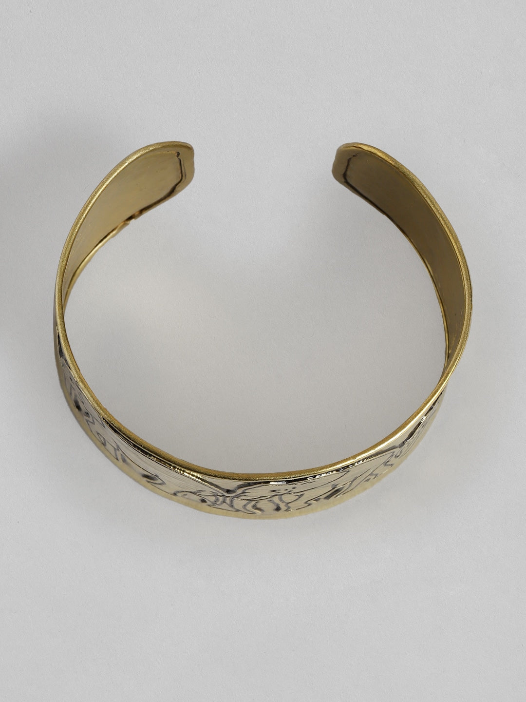 Women Gold-Plated Elephants Embedded Cuff Bracelet