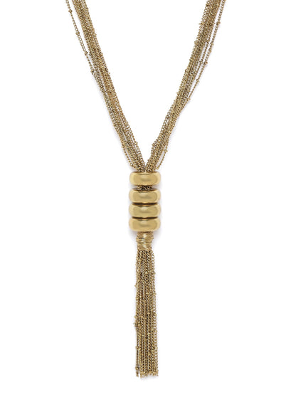 Antique Gold-Plated Tasselled Multistranded Necklace