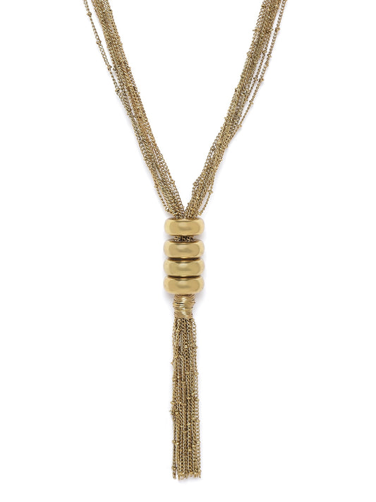 Antique Gold-Plated Tasselled Multistranded Necklace