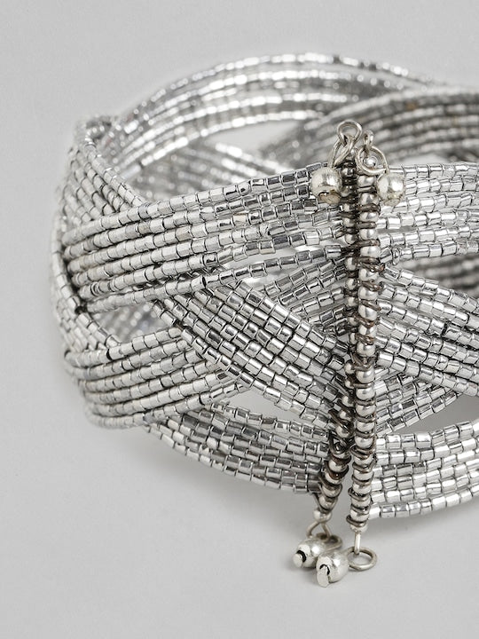 Women Silver-Toned Cuff Bracelet