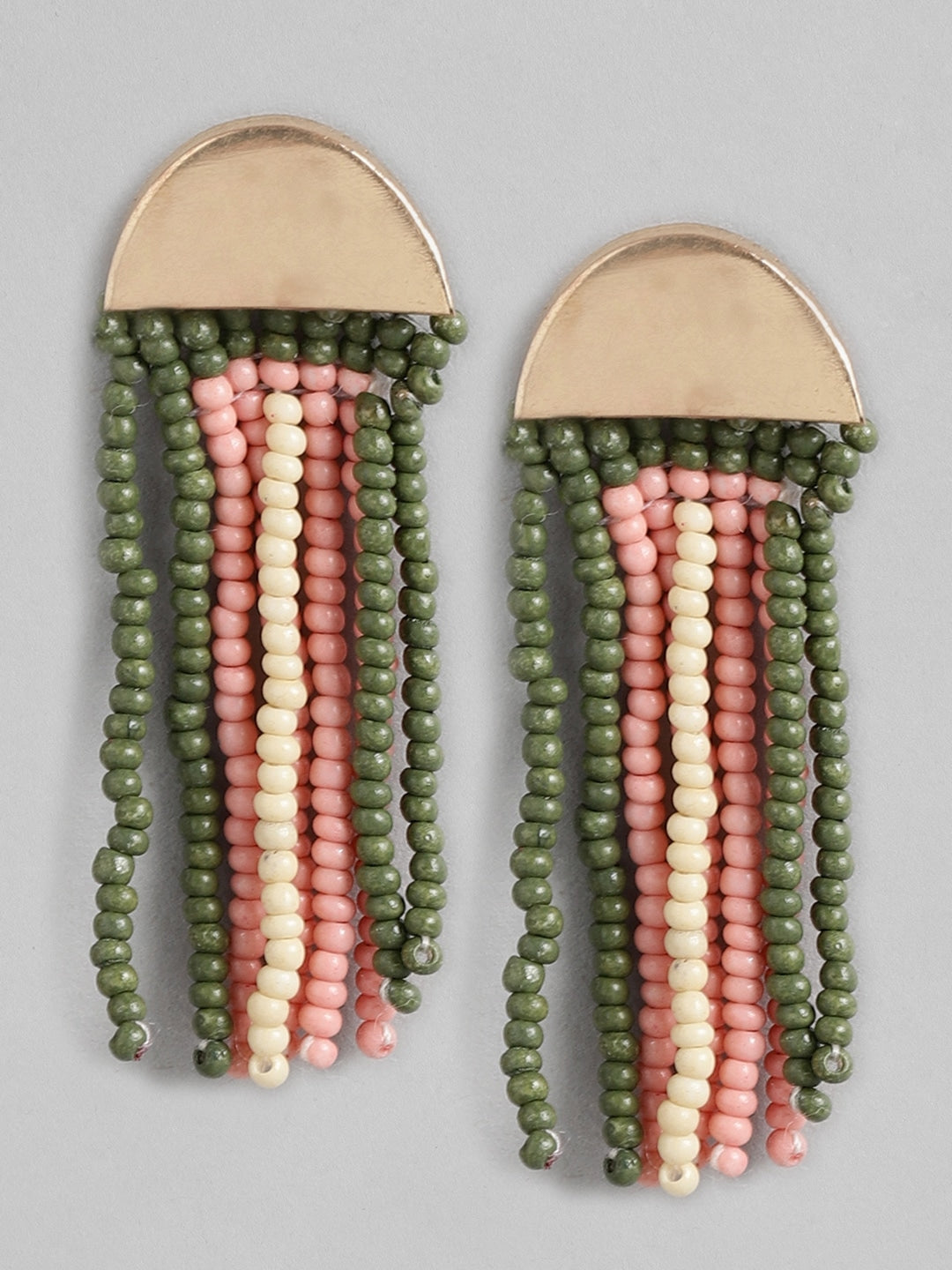 Gold-Toned & Peach-Coloured Contemporary Drop Earrings