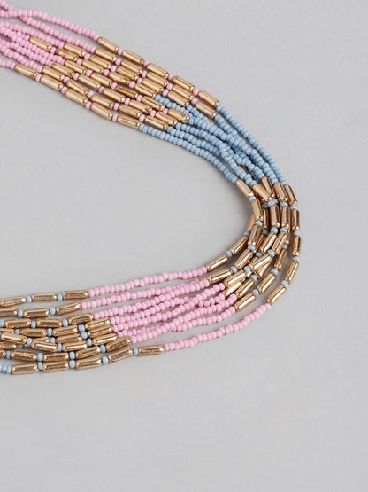RICHEERA Pink & Blue Layered Necklace
