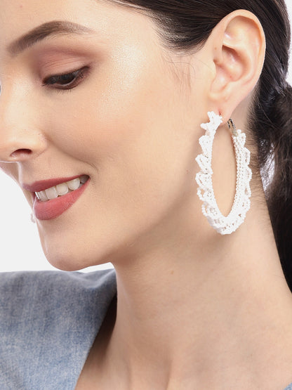 RICHEERA White Circular Hoop Earrings