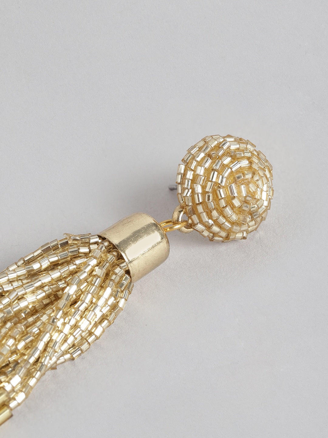 RICHEERA Gold-Plated Artificial Beads Contemporary Drop Earrings