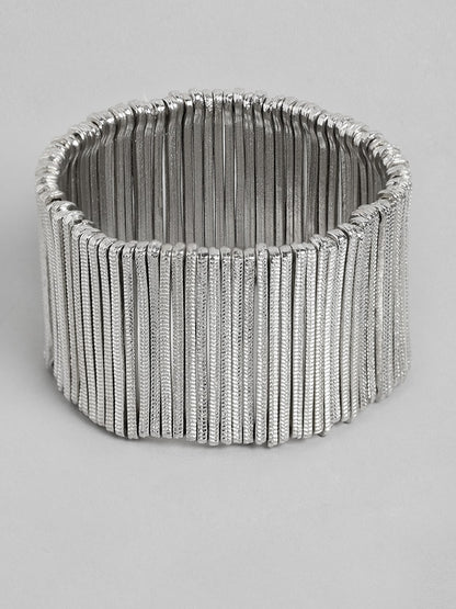 Women Silver-Toned Silver-Plated Elasticated Bracelet