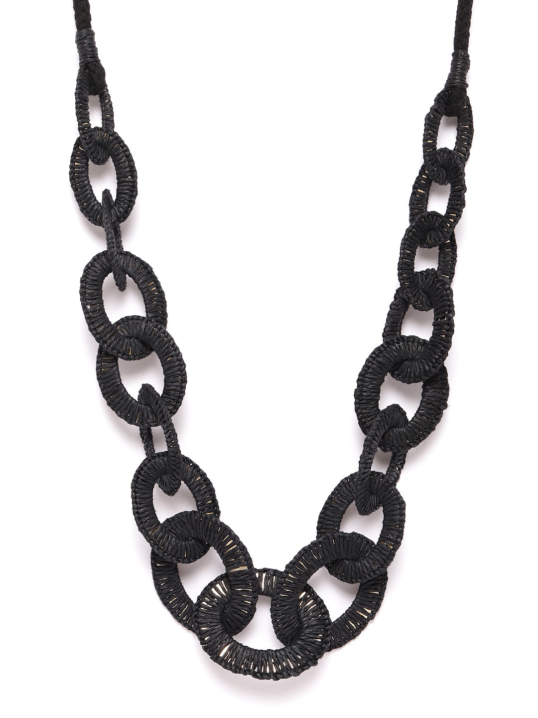 Women Black Textured Statement Necklace