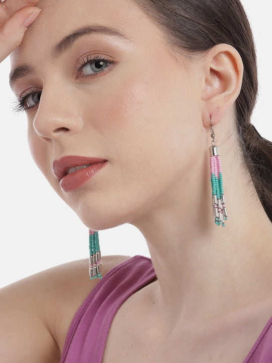 Pink & Green Contemporary Drop Earrings