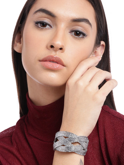 Women Silver-Toned Cuff Bracelet