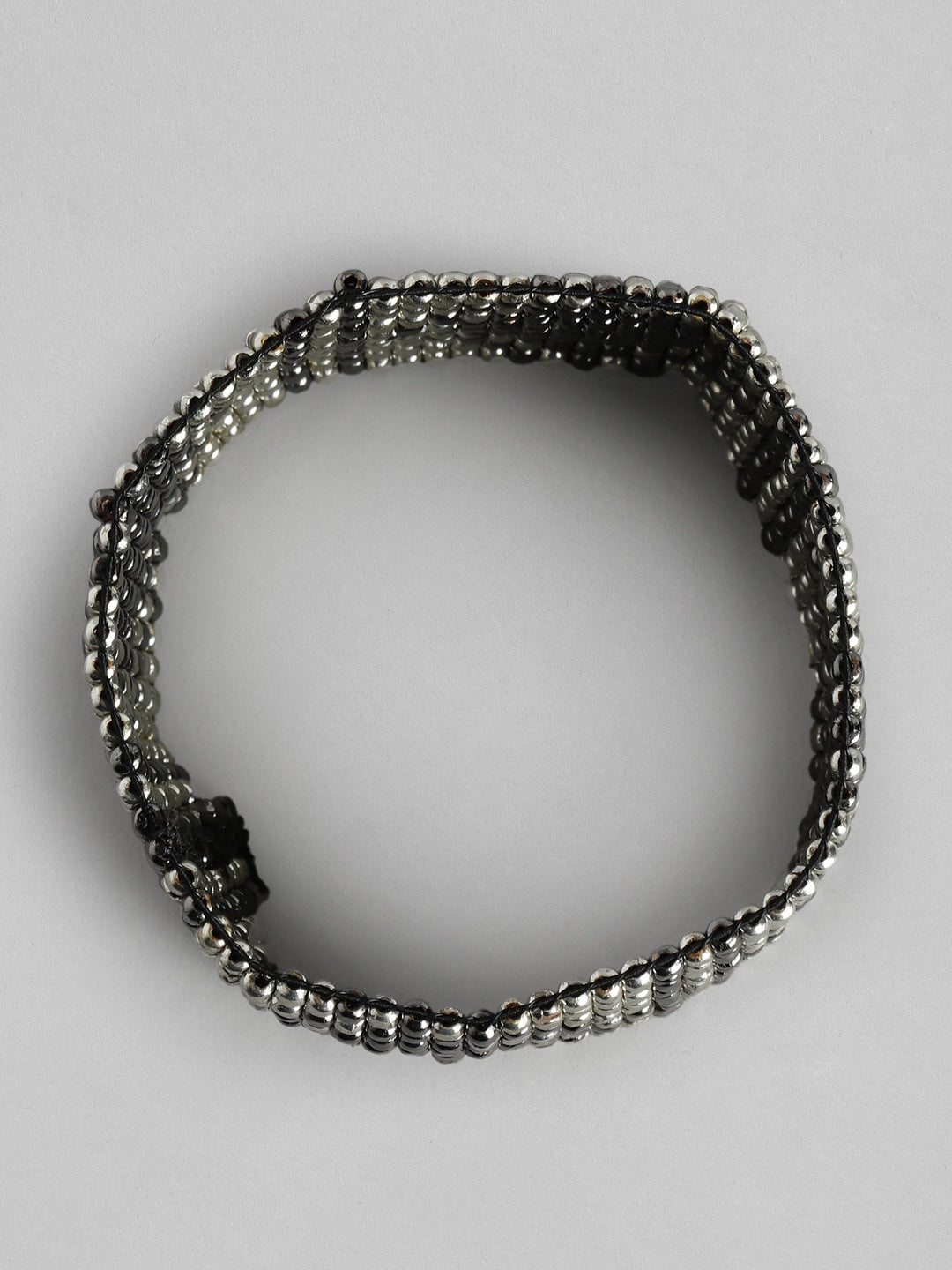 Women Silver-Plated Beaded Multi-Layered Elasticated Bracelet