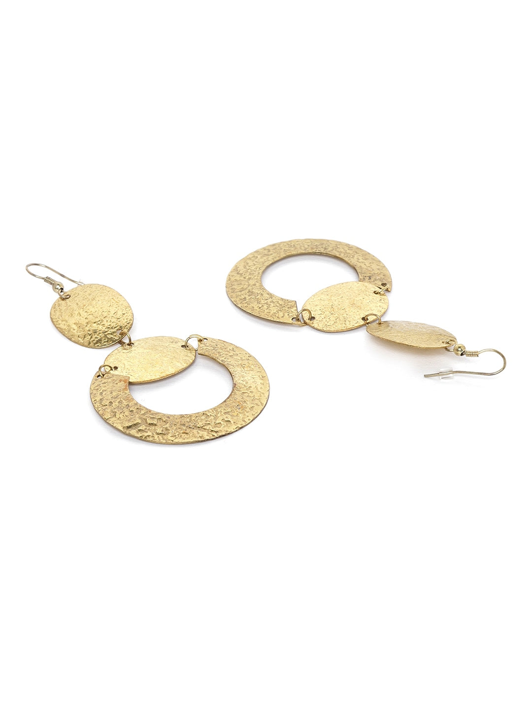 Gold-Plated Textured Geometric Drop Earrings