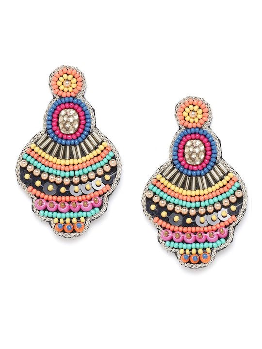 Multicoloured Beaded Contemporary Drop Earrings