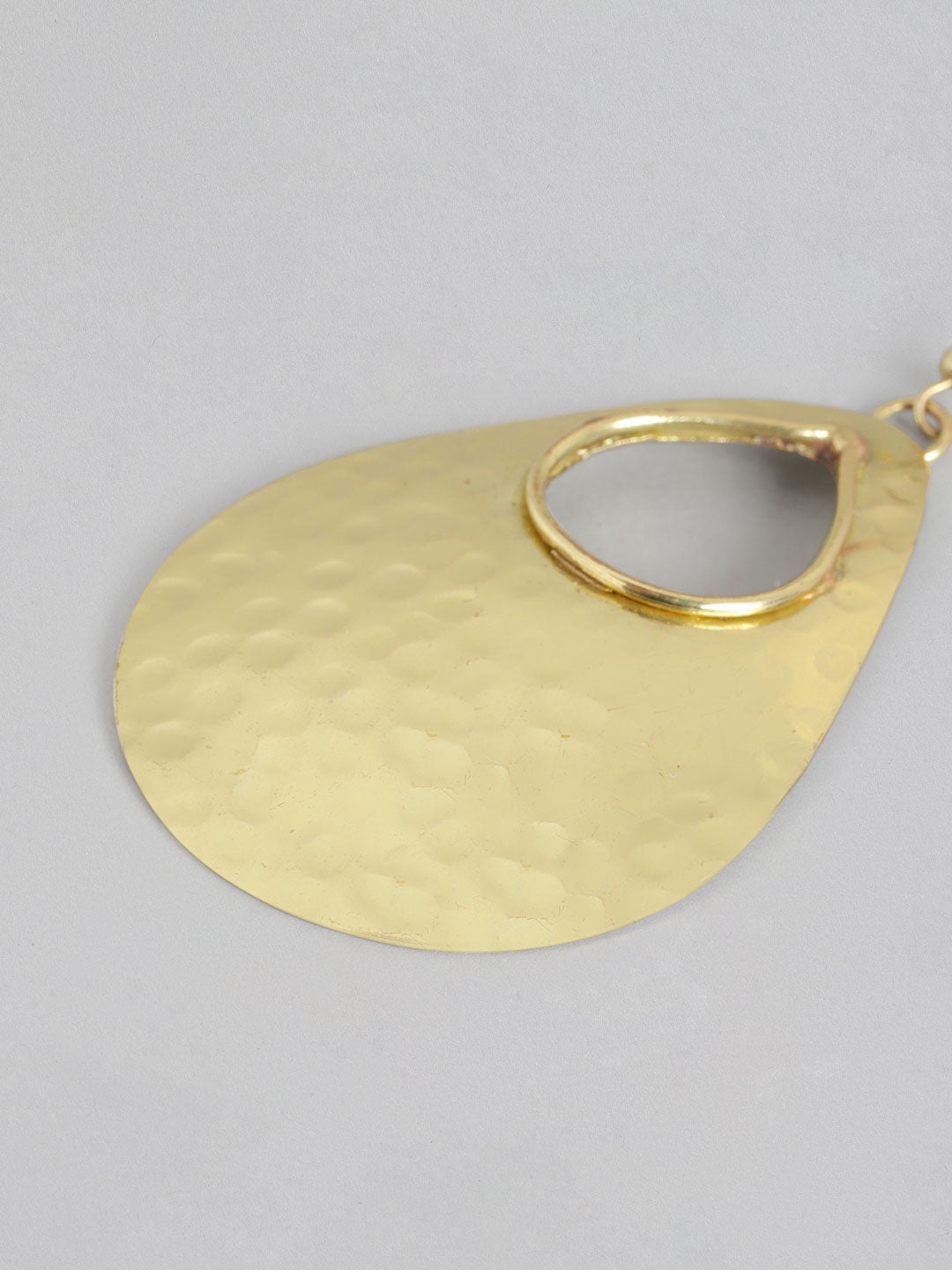 RICHEERA Gold-Toned Teardrop Shaped Drop Earrings