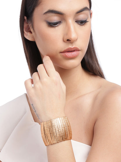 Women Rose Gold Rose Gold-Plated Elasticated Bracelet