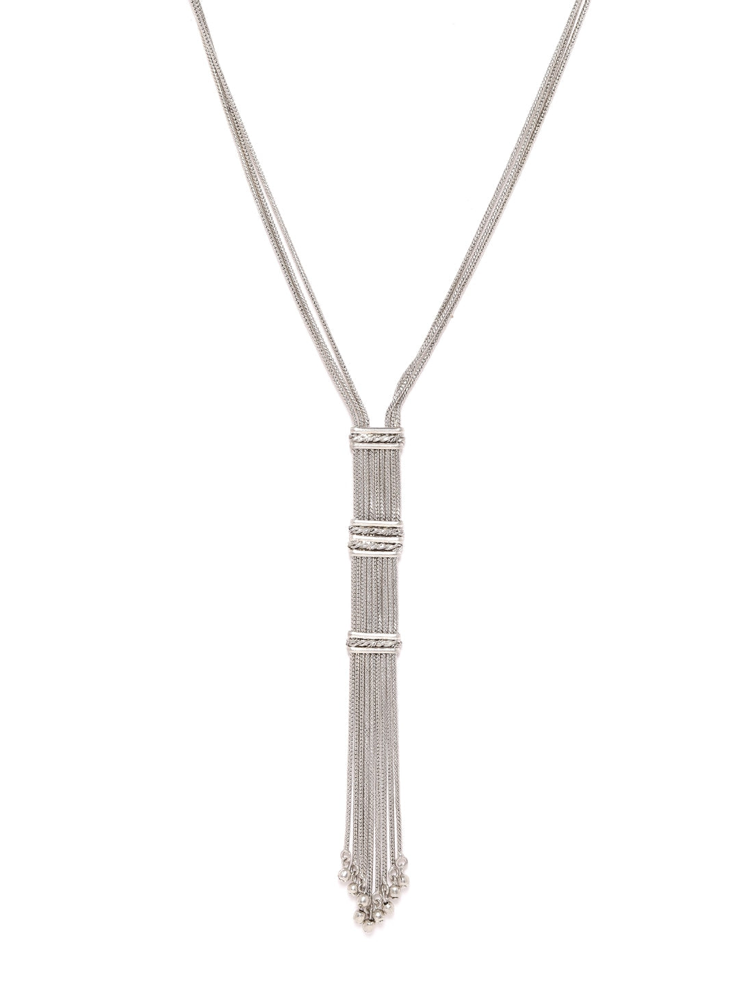 RICHEERA Silver Plated Layered & Tasseled Necklace
