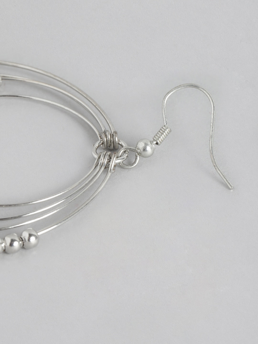 Silver-Toned Circular Drop Earrings