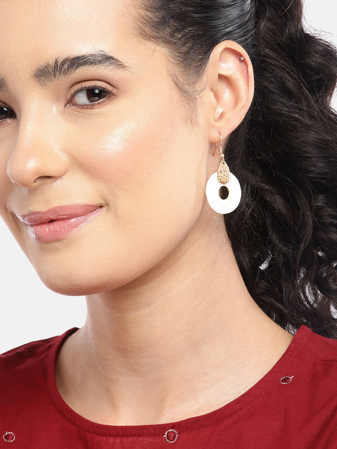 Gold-Plated Circular Drop Earrings