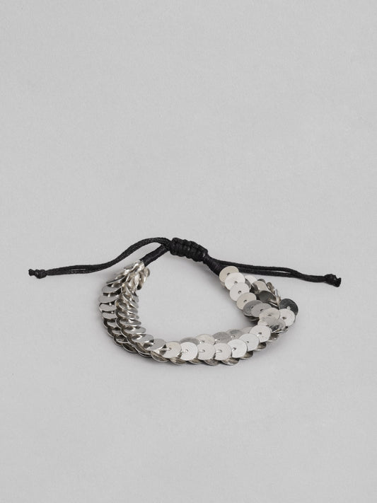 Women Silver-Toned & Black Charm Bracelet