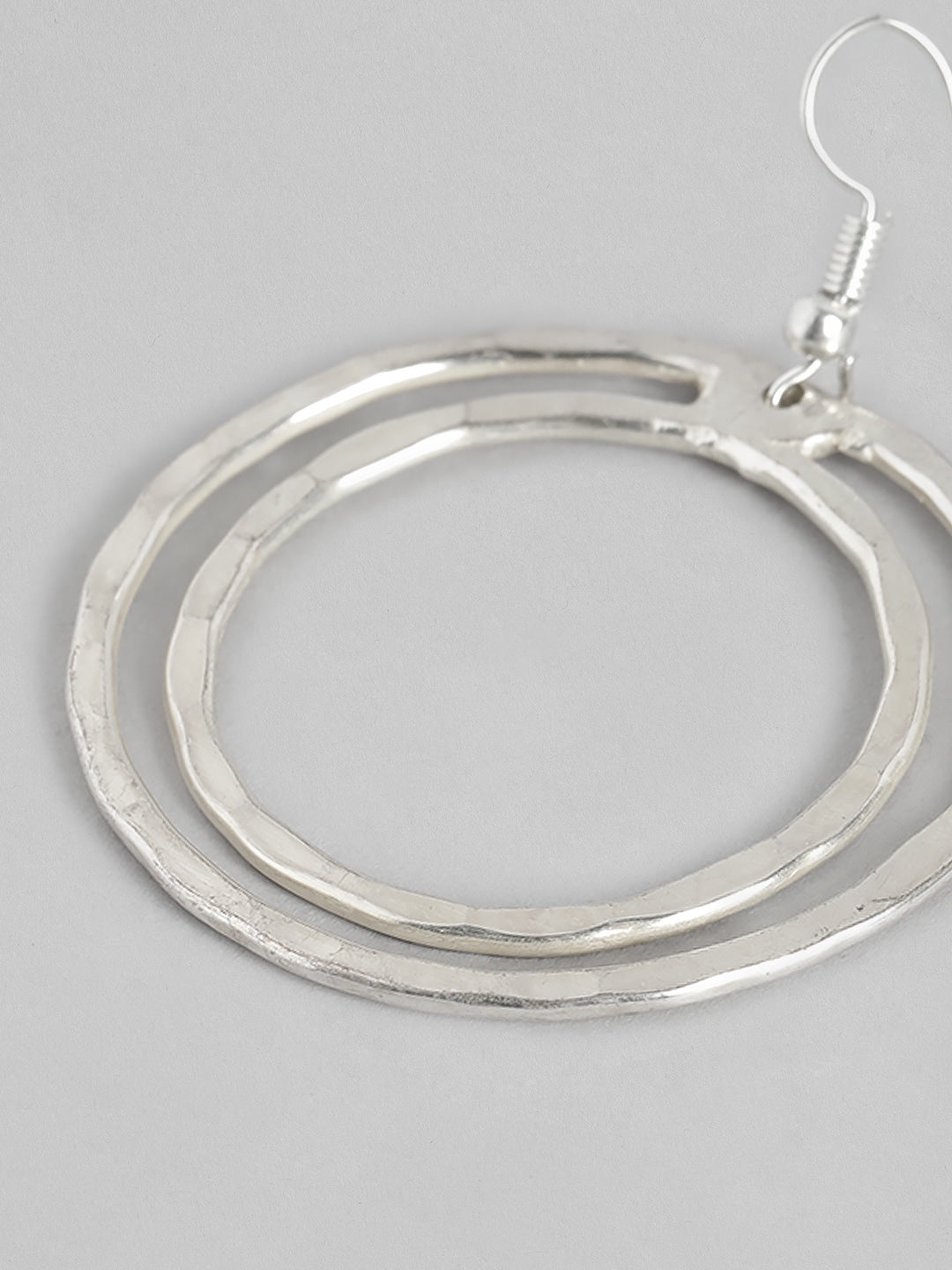 Silver-Toned Circular Drop Earrings