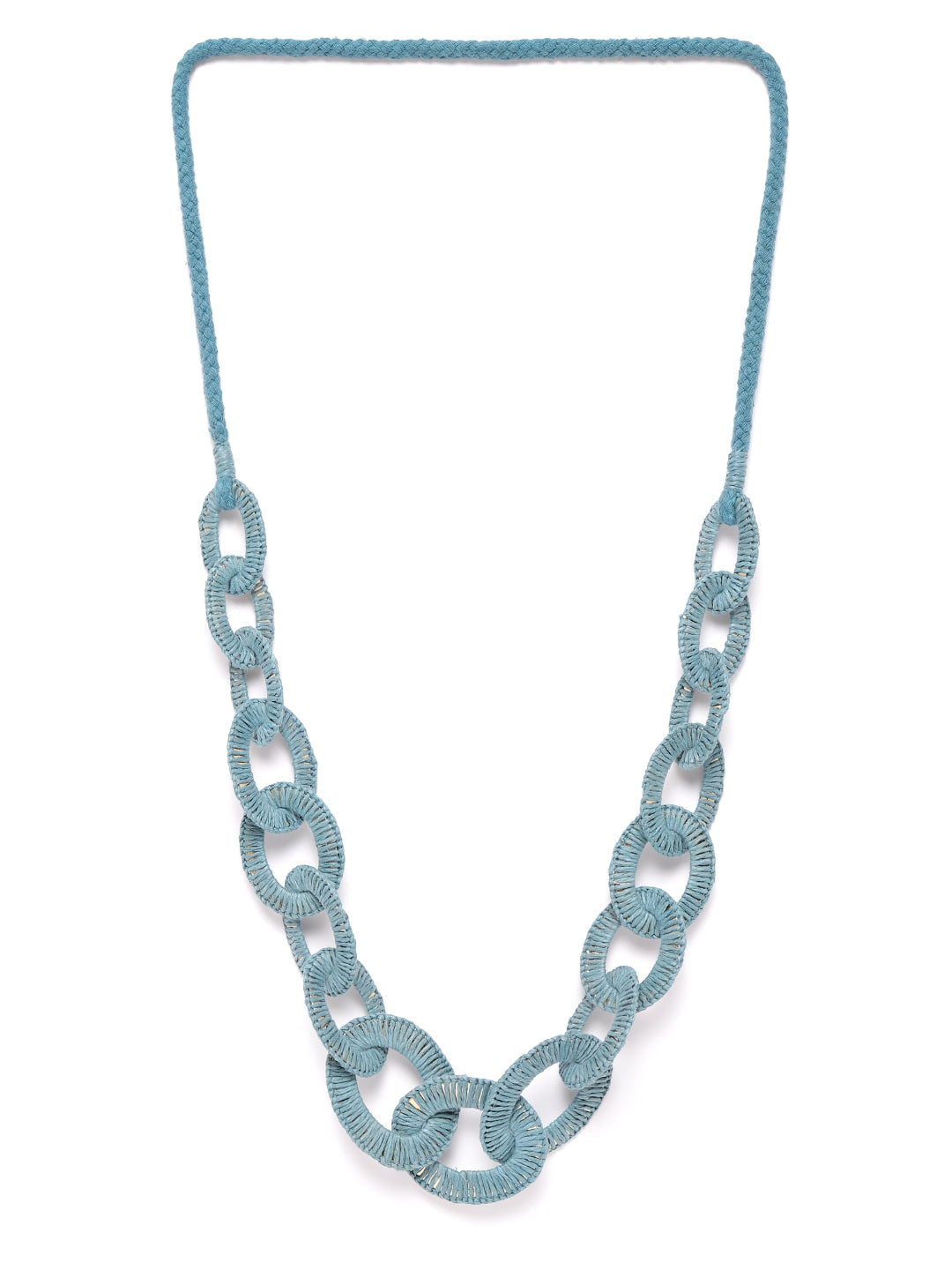 Women Teal Blue & Gold-Toned Woven Design Necklace