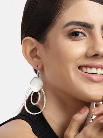 RICHEERA Silver-Toned Geometric Drop Earrings