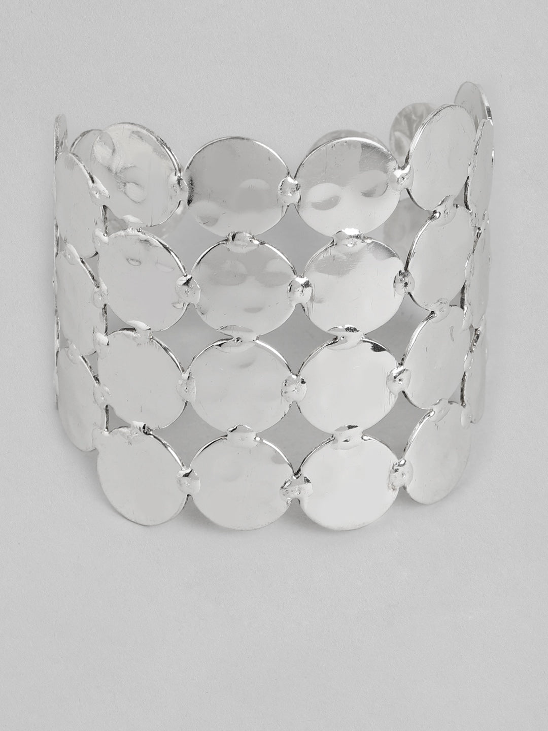 Women Silver-Toned Silver-Plated Cuff Bracelet