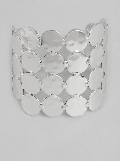 Women Silver-Toned Silver-Plated Cuff Bracelet