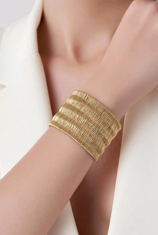 RICHEERA Gold-Plated Handcrafted Fusion Cuff - Side Image