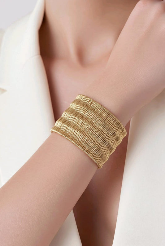 RICHEERA Gold-Plated Handcrafted Fusion Cuff - Side Image