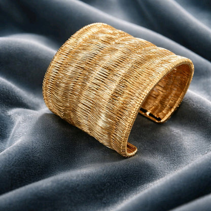 RICHEERA Gold-Plated Handcrafted Fusion Cuff - Back Image