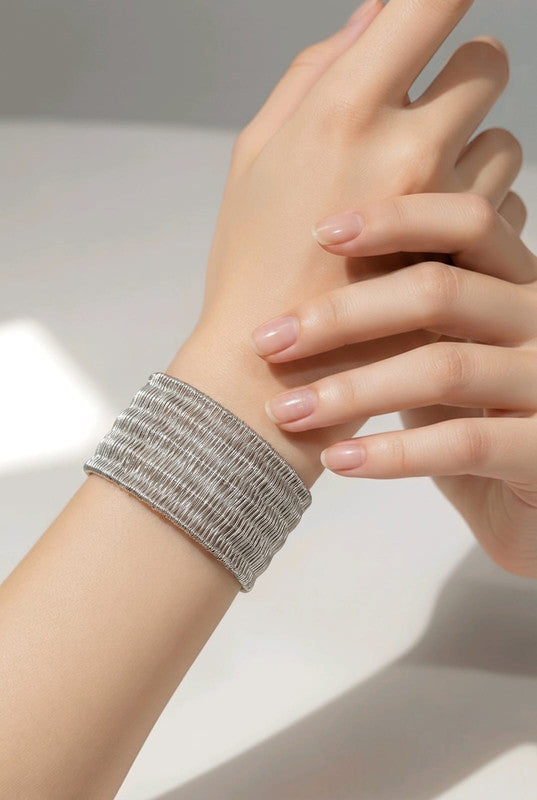 RICHEERA Silver-Plated Handcrafted Fusion Cuff - Side Image