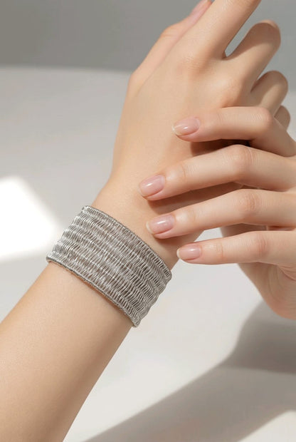 RICHEERA Silver-Plated Handcrafted Fusion Cuff - Side Image