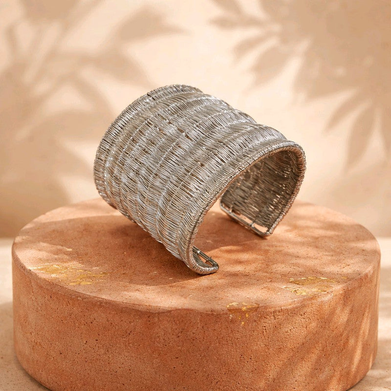 RICHEERA Silver-Plated Handcrafted Fusion Cuff - Back Image