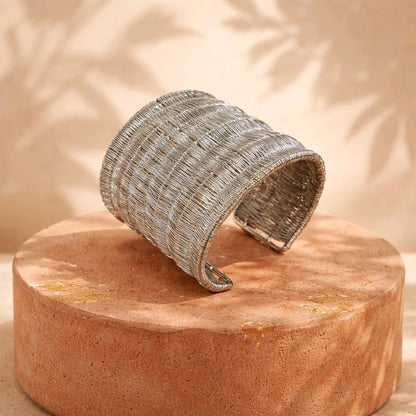 RICHEERA Silver-Plated Handcrafted Fusion Cuff - Back Image