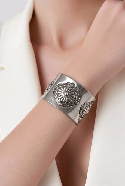 RICHEERA Silver-Plated Handcrafted Ethnic Cuff - Side Image