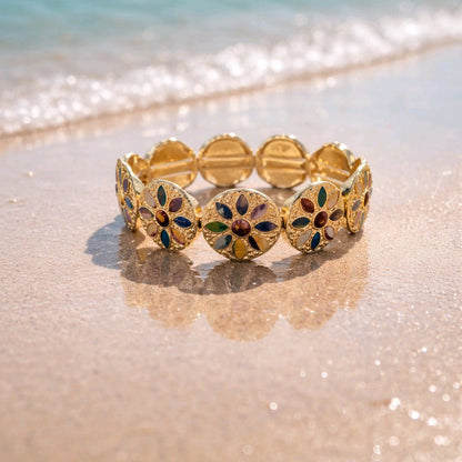 RICHEERA Gold-Plated Handcrafted Ethnic Elasticated